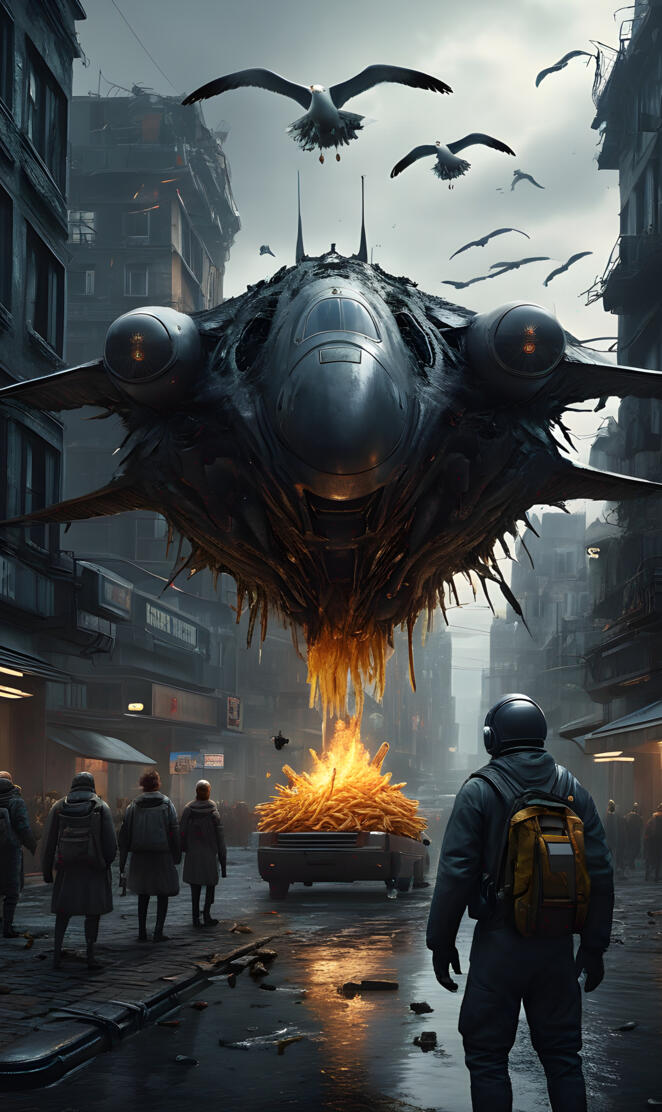 Futuristic fast food delivery.