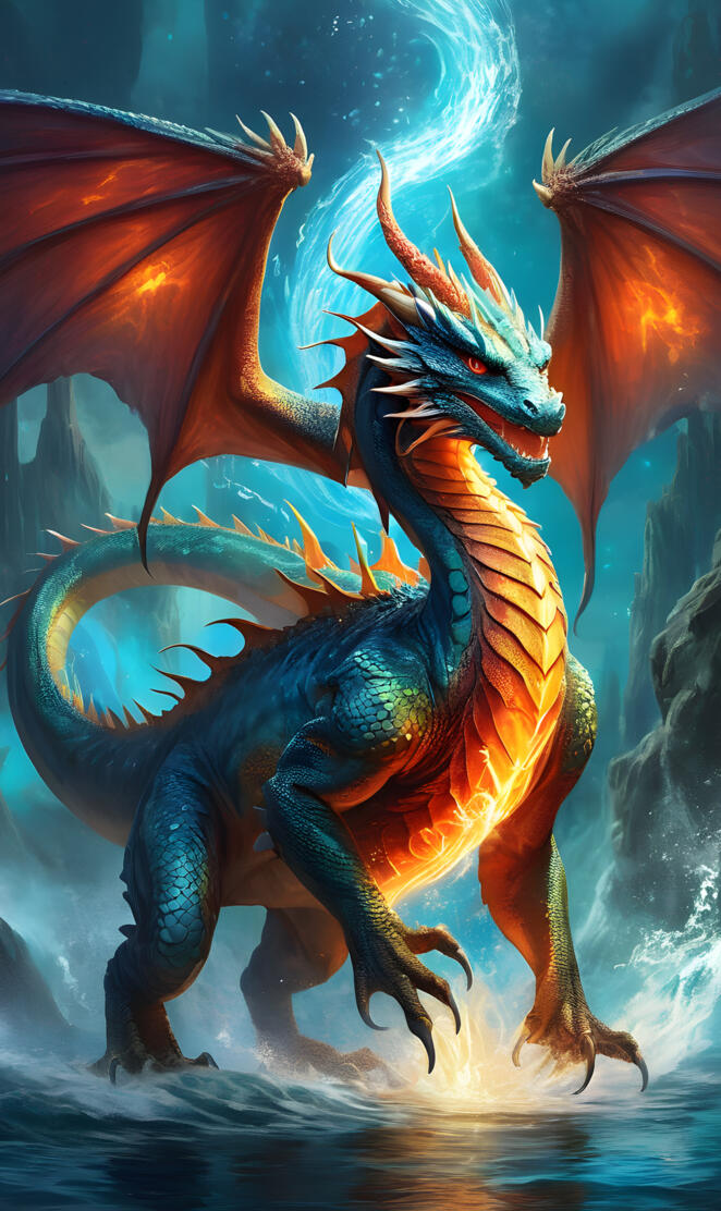 elements of fire and water combined dragon