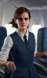 Emma Watson in a airplane