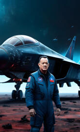 a man standing in front of a military plane