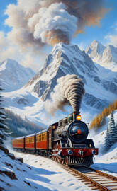 Train in mountain pass