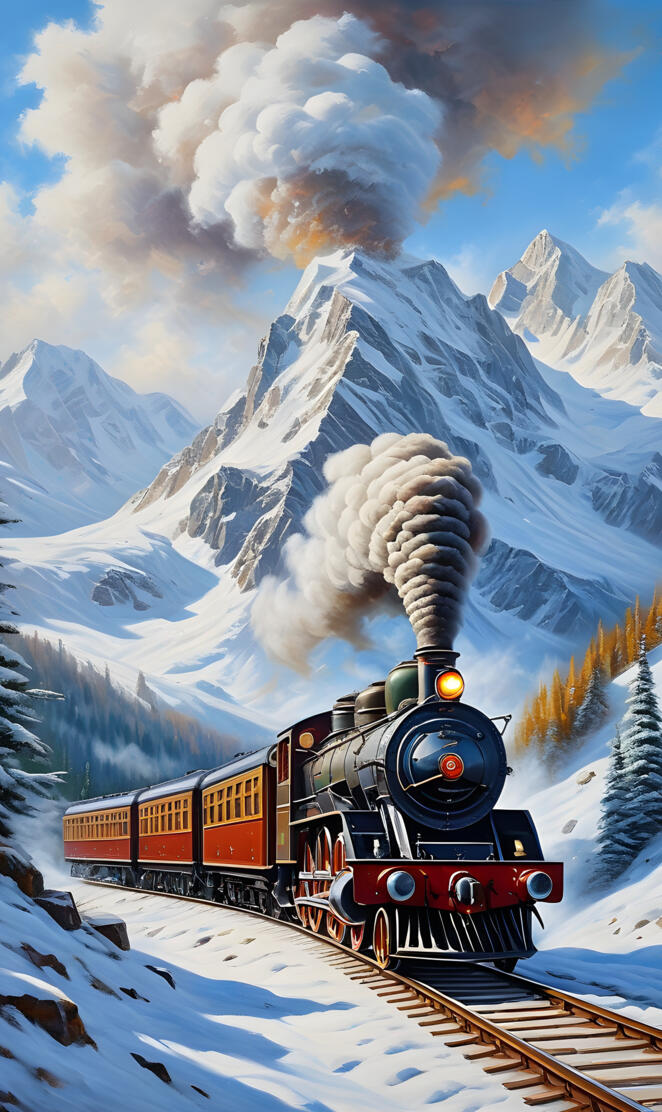 Train in mountain pass