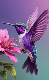 lila Humming Bird, Flower