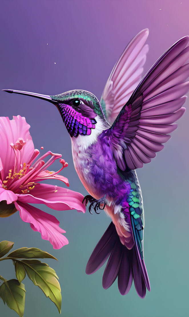 lila Humming Bird, Flower
