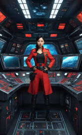 space pirate in command of a space destroyer