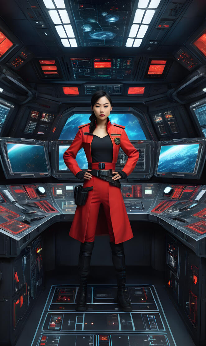 space pirate in command of a space destroyer