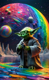 Yoda star War rainbow galaxy