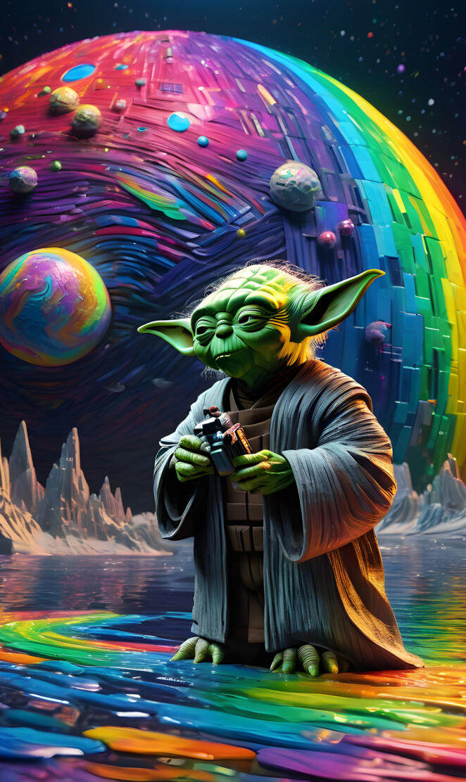 Yoda star War rainbow galaxy