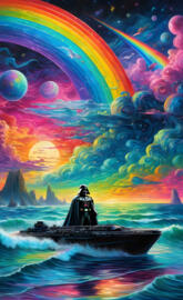 Darth Vader On Star War Ship in ocean