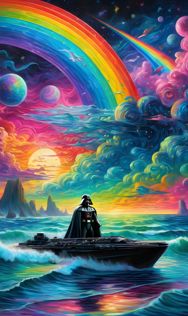 Darth Vader On Star War Ship in ocean