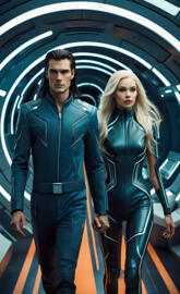 A couplf in their way into a space ship.