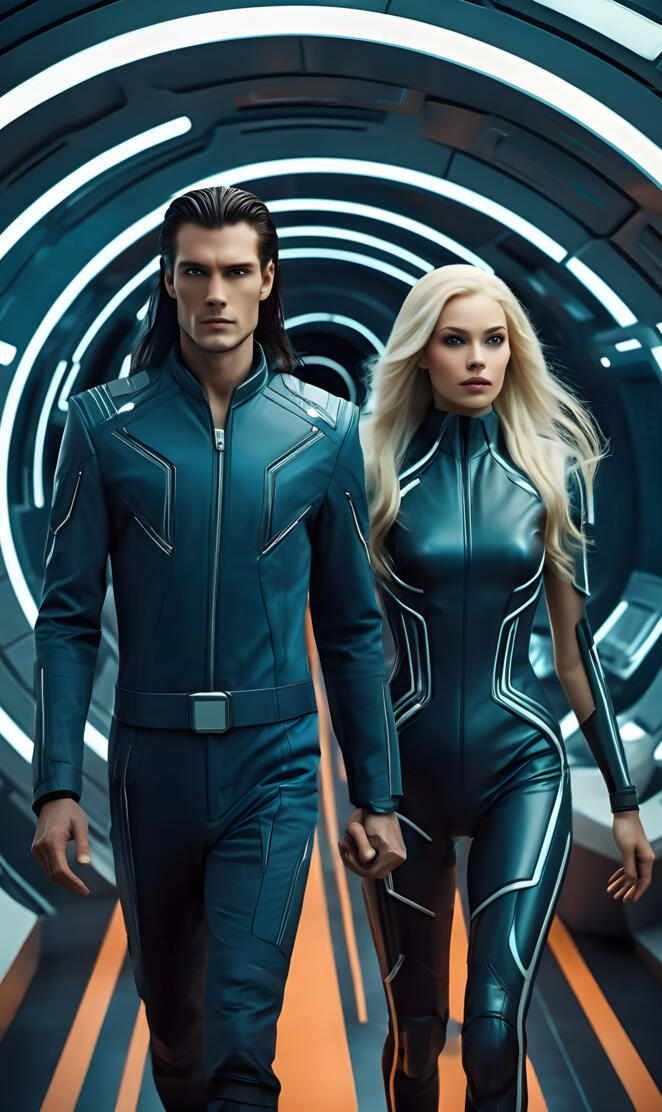 A couplf in their way into a space ship.