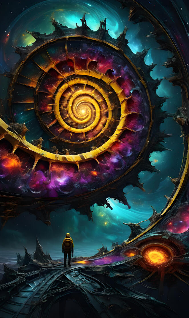 Wormhole in space from spaceship.