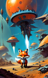 spaceship fox kitsune cute small