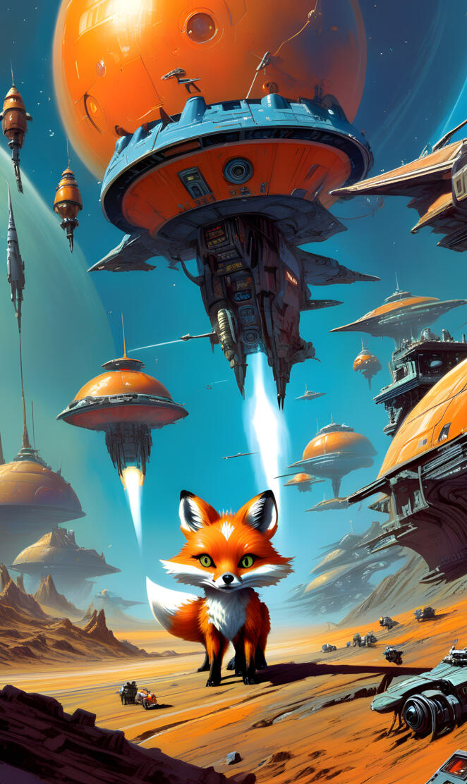 spaceship fox kitsune cute small