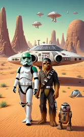 a couple of people in clothing standing in front of a helicopter