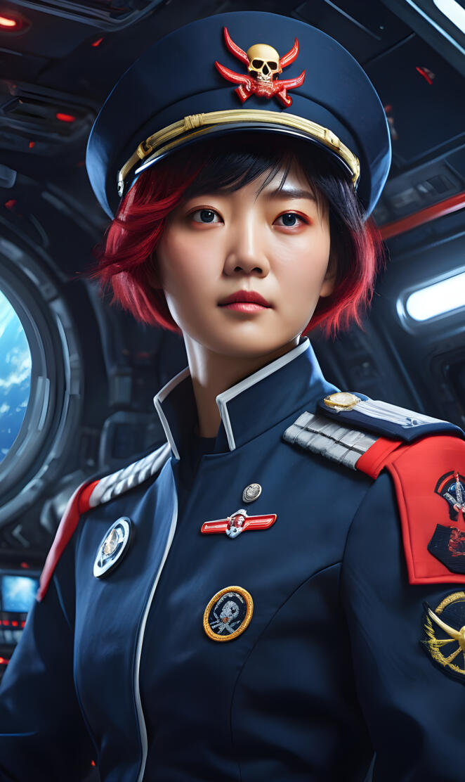 Galactic Confederation General aboard her spaceship.