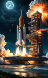 a space shuttle taking off