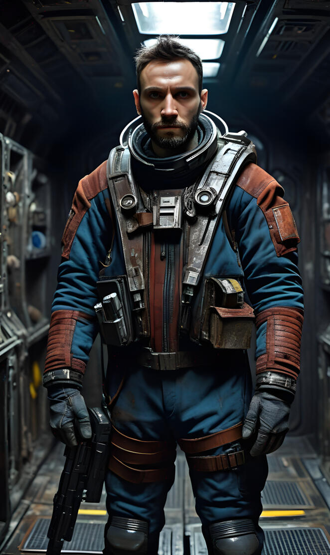 Space Gun Runner aboard his Spade Cruiser