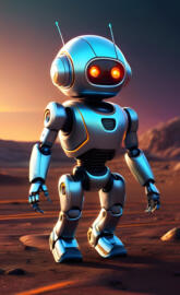 a robot with a light saber