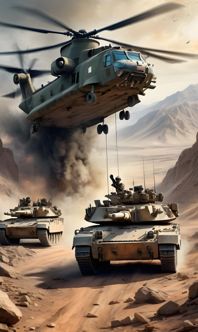 a group of military vehicles with smoke coming out of the back