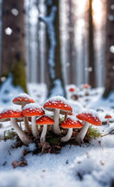 Mushrooms snow