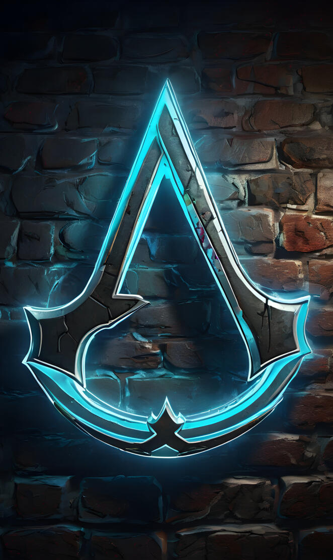 a glowing famous symbols on a wall