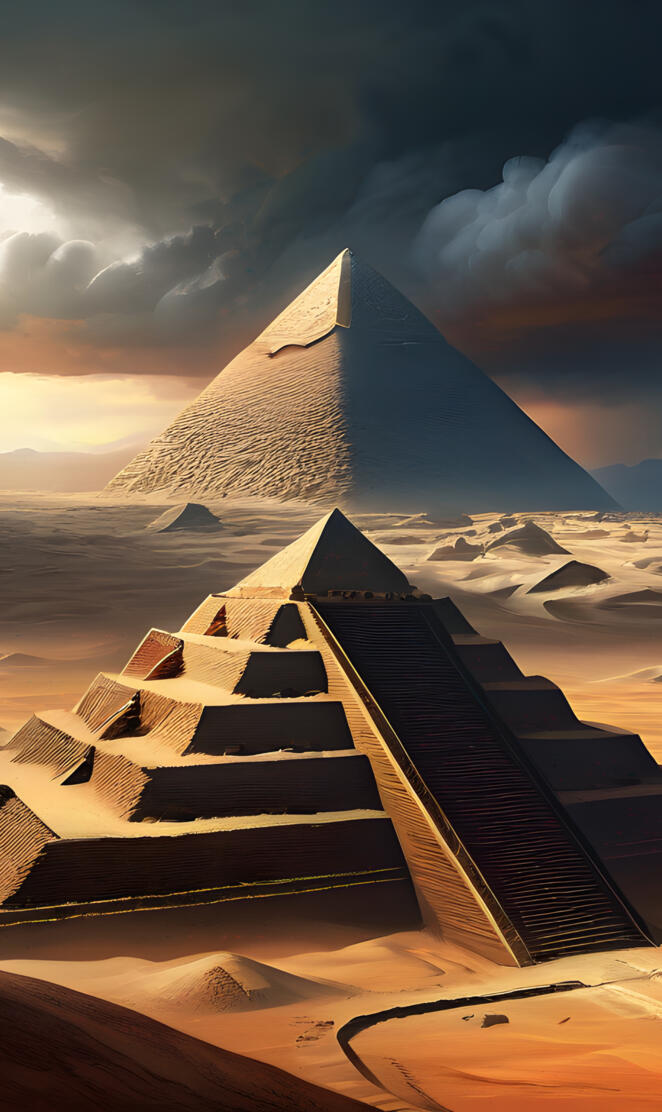 pyramids in a desert