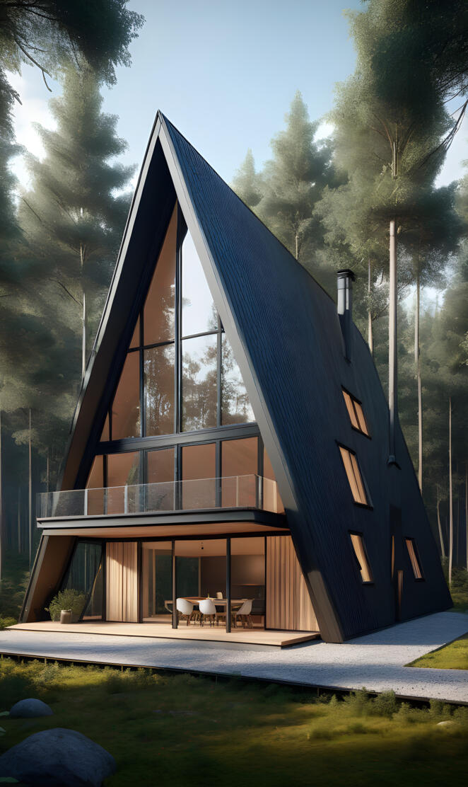 a house with a triangular roof