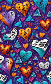 Music Notes Triangles And Hearts