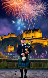 Scottish Bagpiper at New Year