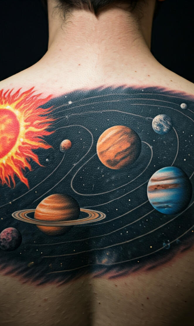 Solar system tattoo