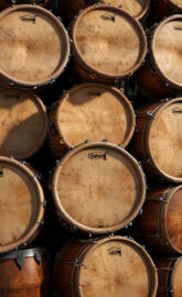 Drums, music, set of drums arranged together