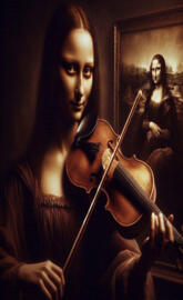 Mona Lisa plays the violin