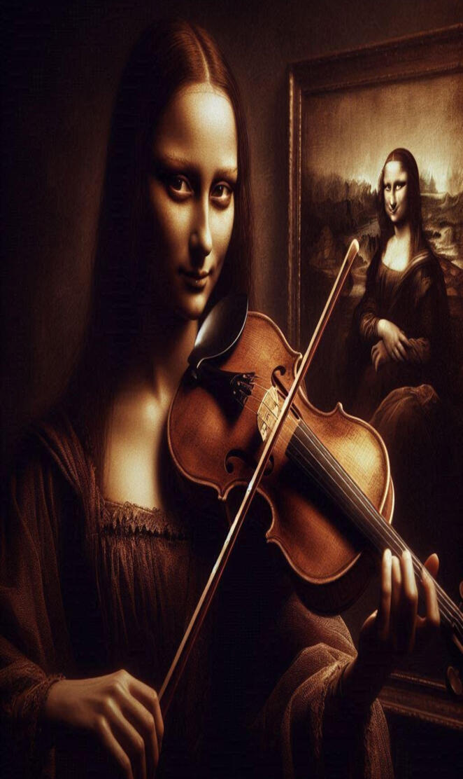 Mona Lisa plays the violin