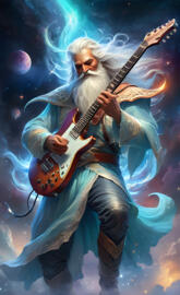 Santa rocking the electric guitar