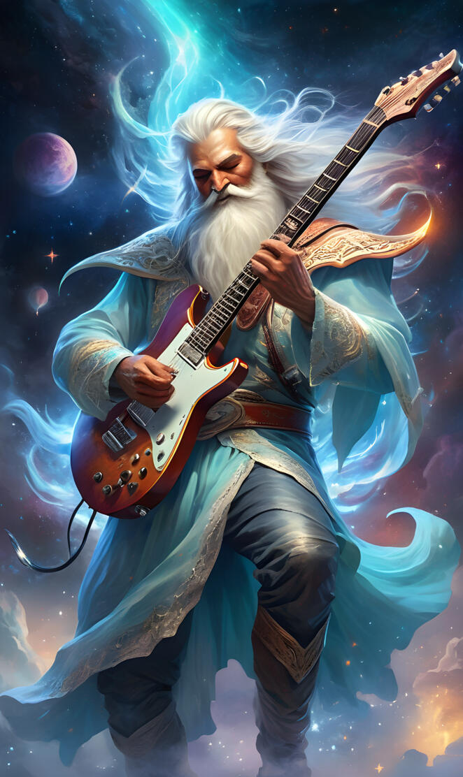 Santa rocking the electric guitar