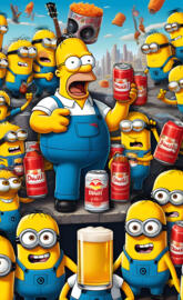 Homer Simpson with minions