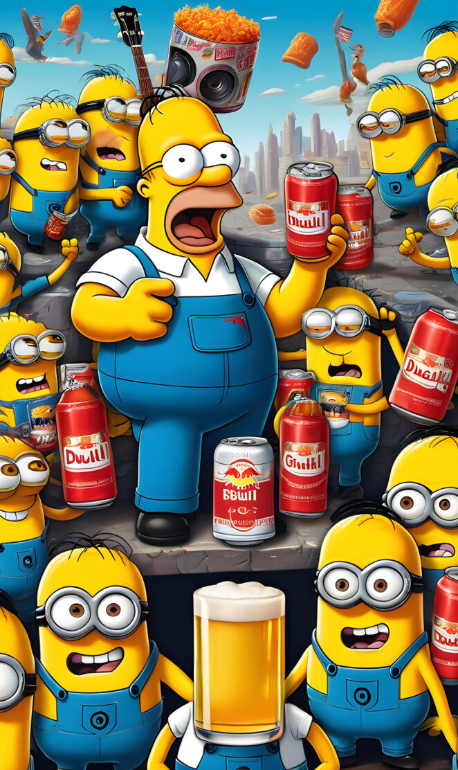 Homer Simpson with minions