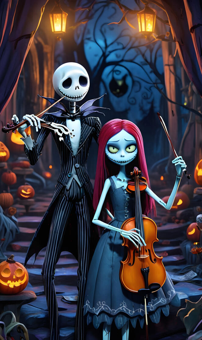 Jack and Sally playing the violin 🎻