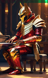 Anubis playing the piano