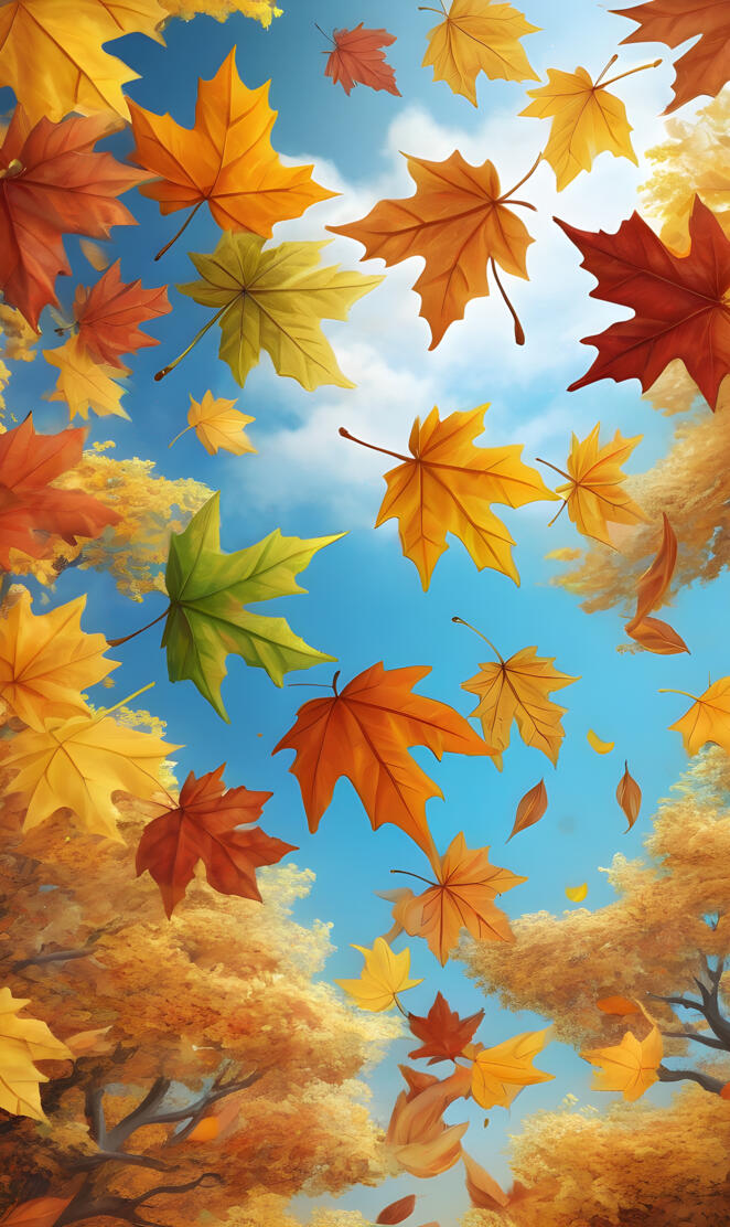 sparkling leaves flying in the wind