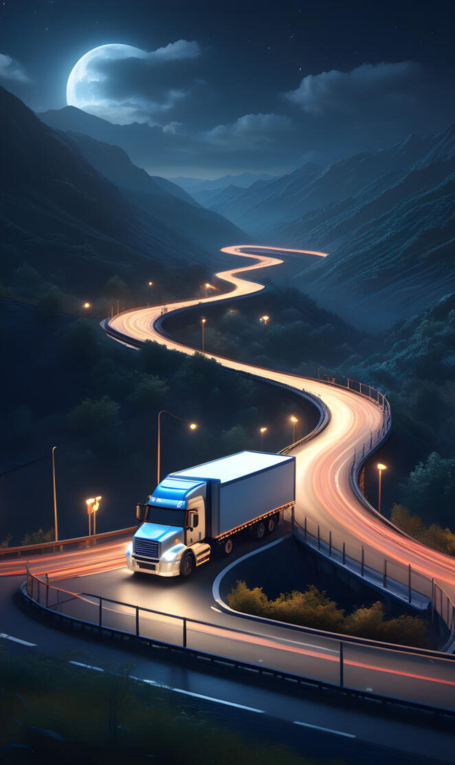 a truck driving down a highway