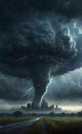 thunder storm with tornados