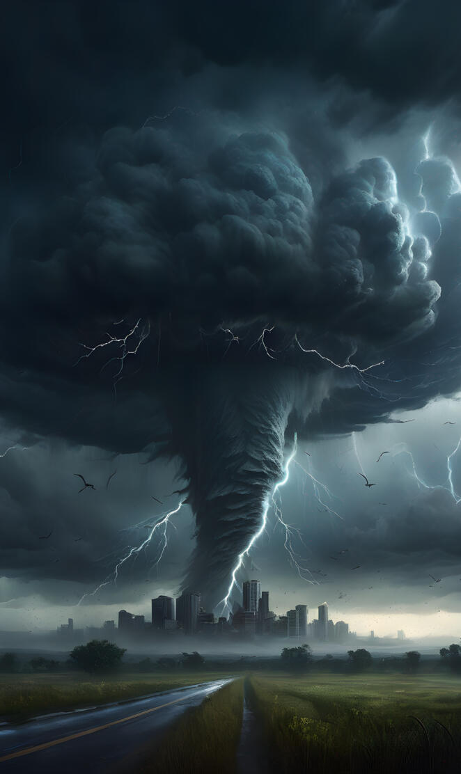 thunder storm with tornados