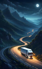 a bus driving down a road lonesome