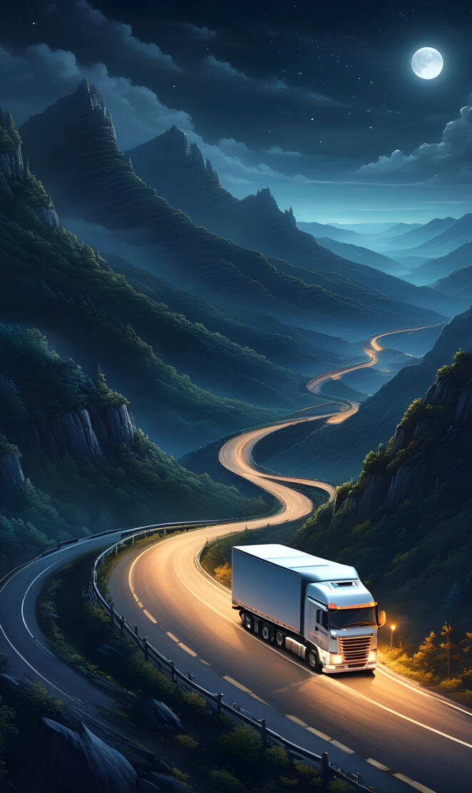 a bus driving down a road lonesome