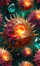 fireball in gold,emerald and pink diamond