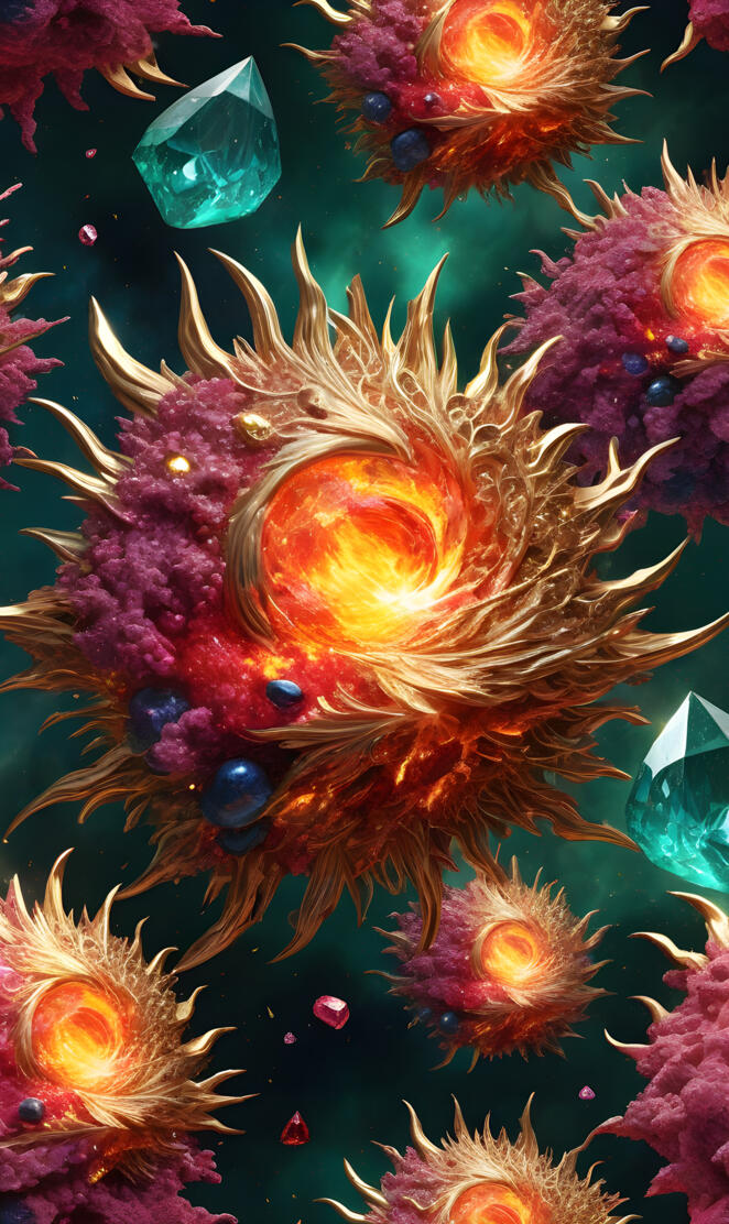 fireball in gold,emerald and pink diamond