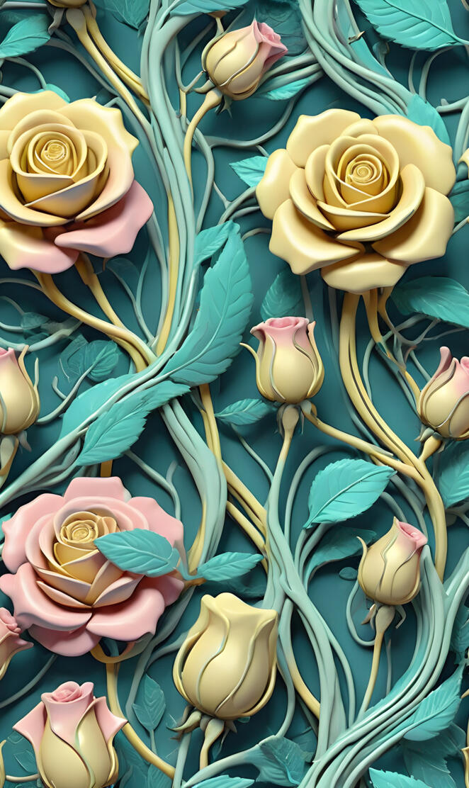 pale opaque roses n vines collection v12